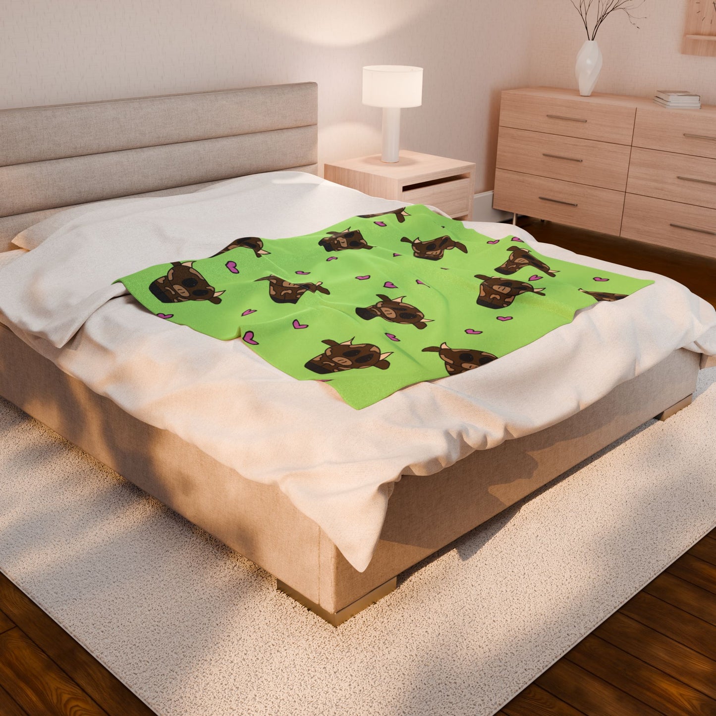 Cute Cow Velveteen Plush Blanket