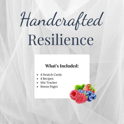 Product packaging with 'Handcrafted Resilience' text and a list of included items on a white background.