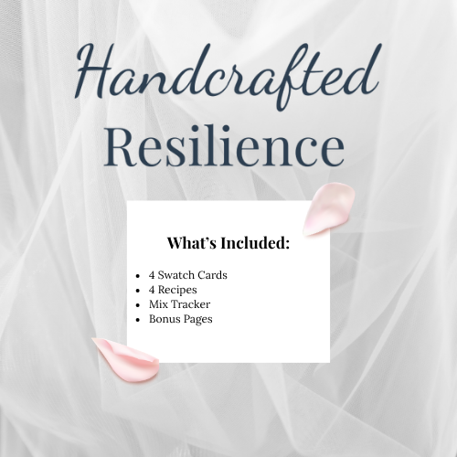 Product packaging with 'Handcrafted Resilience' branding and list of included items on a light gray background.