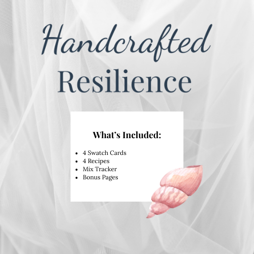 Product packaging with 'Handcrafted Resilience' branding and list of included items on a light gray background.