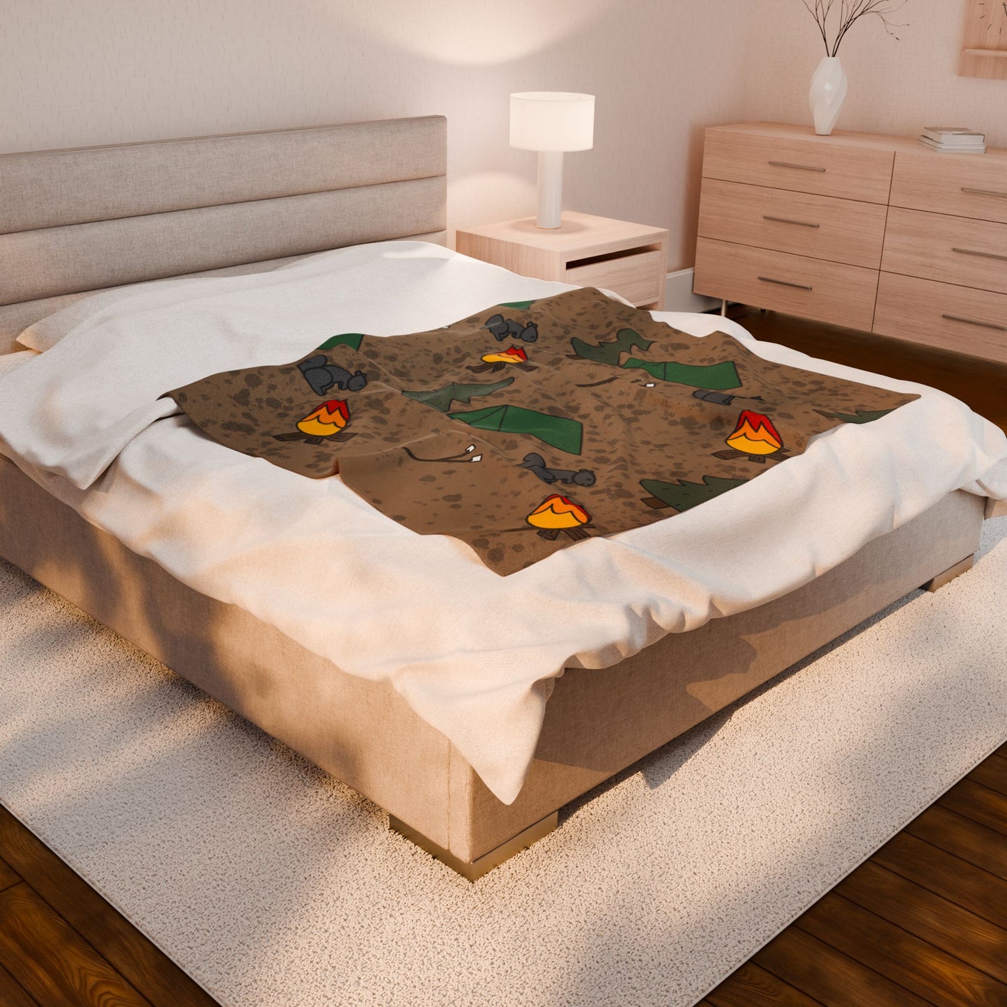 Camping Adventure Velveteen Plush Blanket