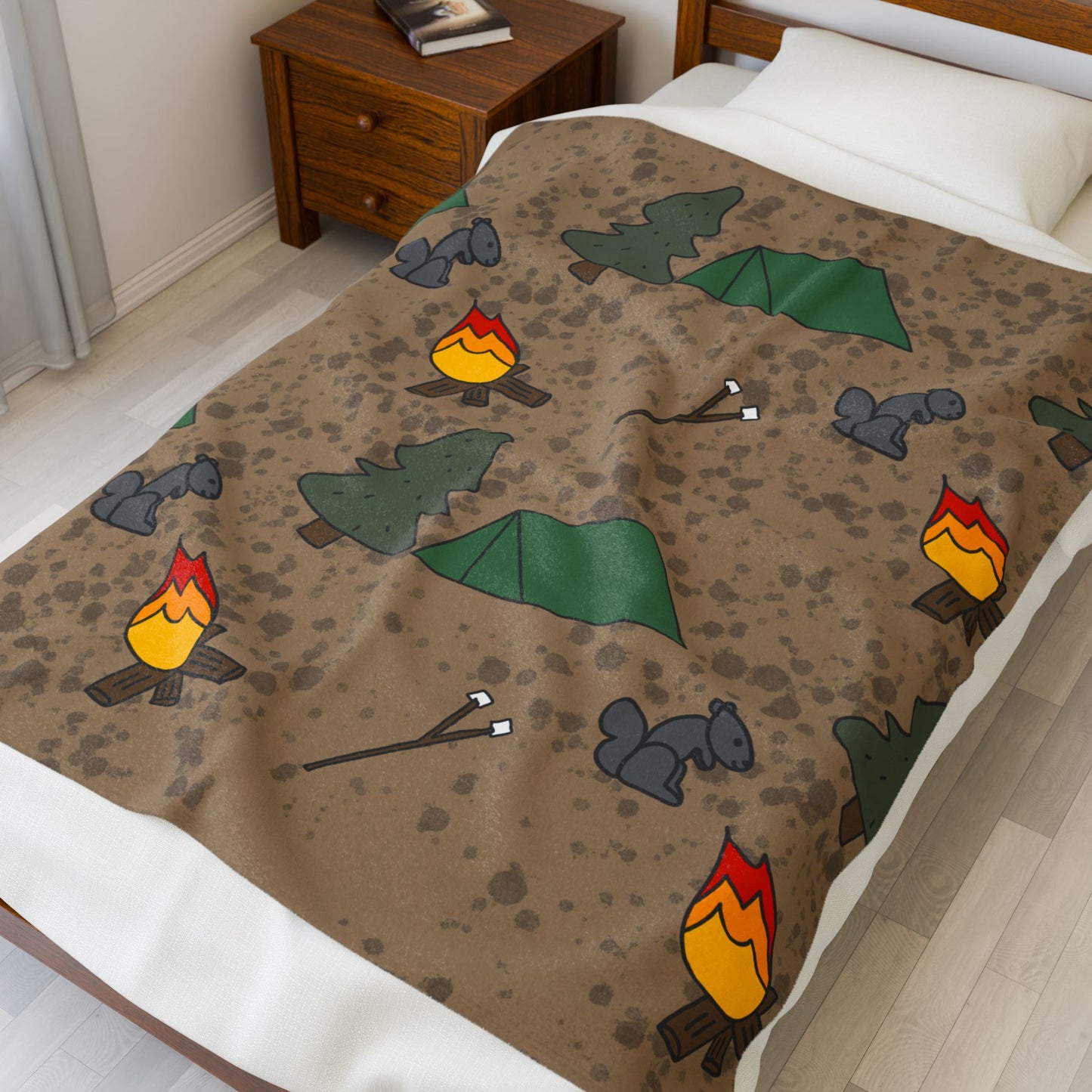 Camping Adventure Velveteen Plush Blanket