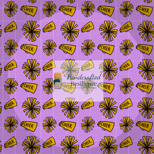 Image of megaphones and pompoms on a purple background