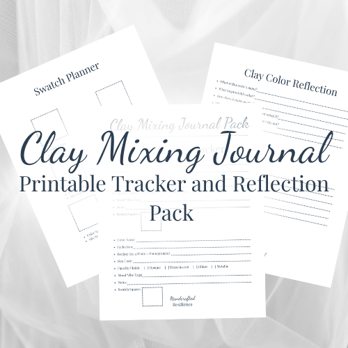 Clay Mixing Journal Printable Tracker and Reflection Pack on a white background