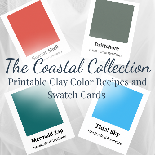 Four color swatch cards from 'The Coastal Collection' with text on a white background.