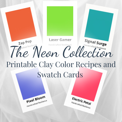 Neon color swatch cards with names and text 'The Neon Collection' on a light gray background.